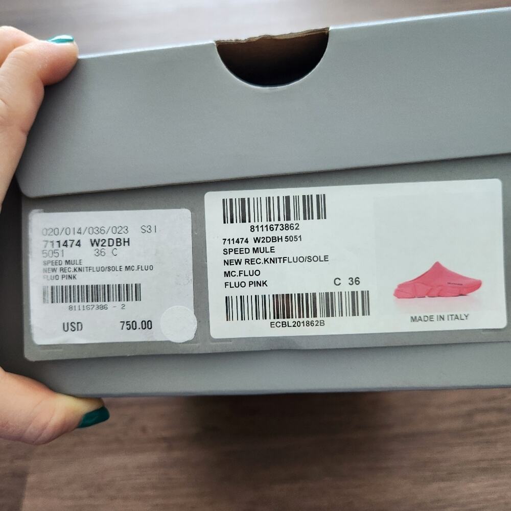 Authentic Balenciaga Speed Mule Sneakers Neon Pink‎ 36EU 6US - Picture 8 of 10